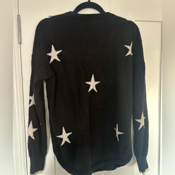 Catherine Malandrino Black 100% Cashmere Star Print Crew Neck Sweater size XL - Picture 6 of 8